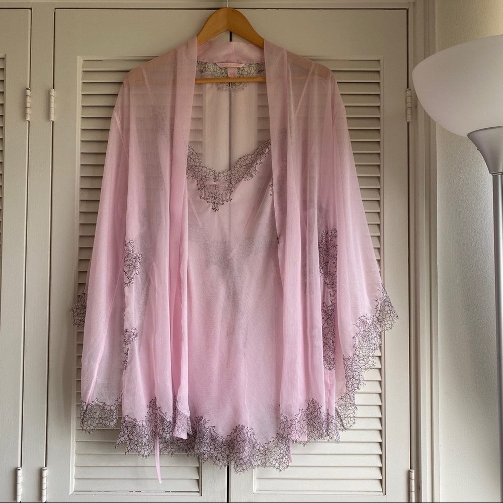 Victoria’s Secret lace slip dress & kimono robe